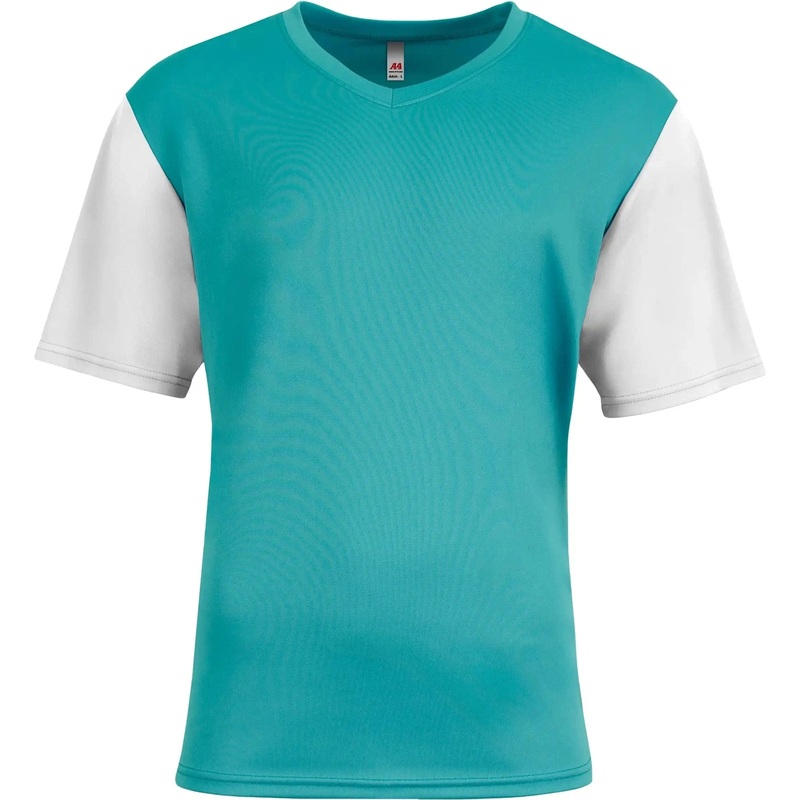 A4 N3541 Sprint Color Block V-Neck – Teal white