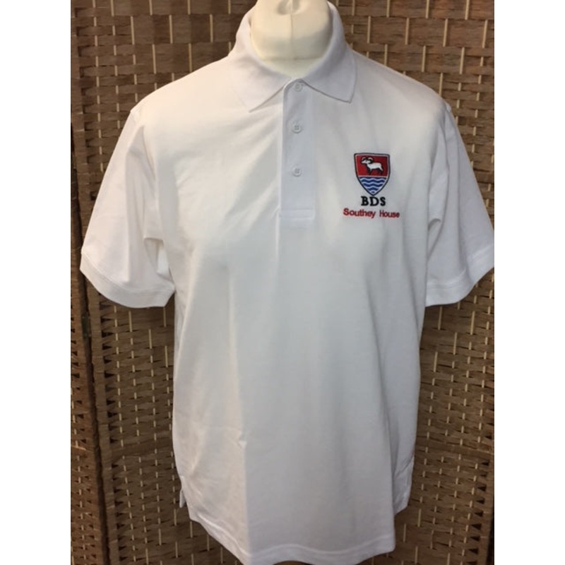 White School Polo Shirt (BDS)|Ages 9/10|Ages 11/12|Ages 13-14|S|M|L|XL|James (Purple)|Southey (Red)|More (Green)|Blackwell (Royal)
