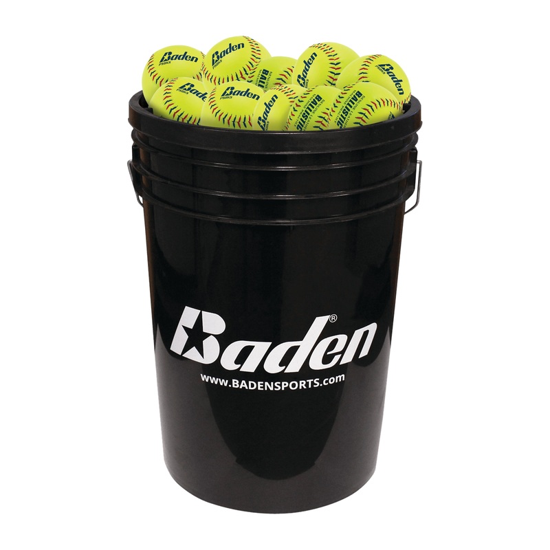 Ballistic Pitching Machine Softballs and Ball Bucket Bundle – 2 Dozen