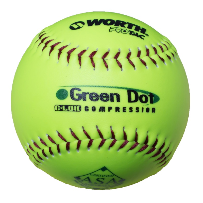 Worth Green Dot (AHD11SY) ASA Approved Synthetic 11 Softball (.52 C.O.R)