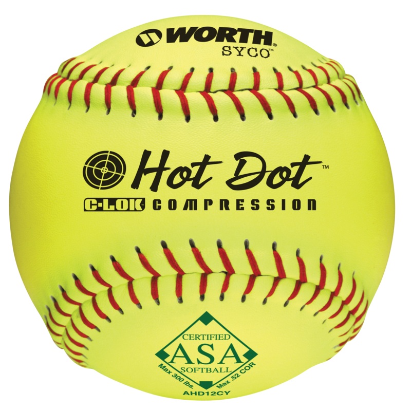 Worth Hot Dot (AHD12CY) ASA Approved Leather 12 Softball
