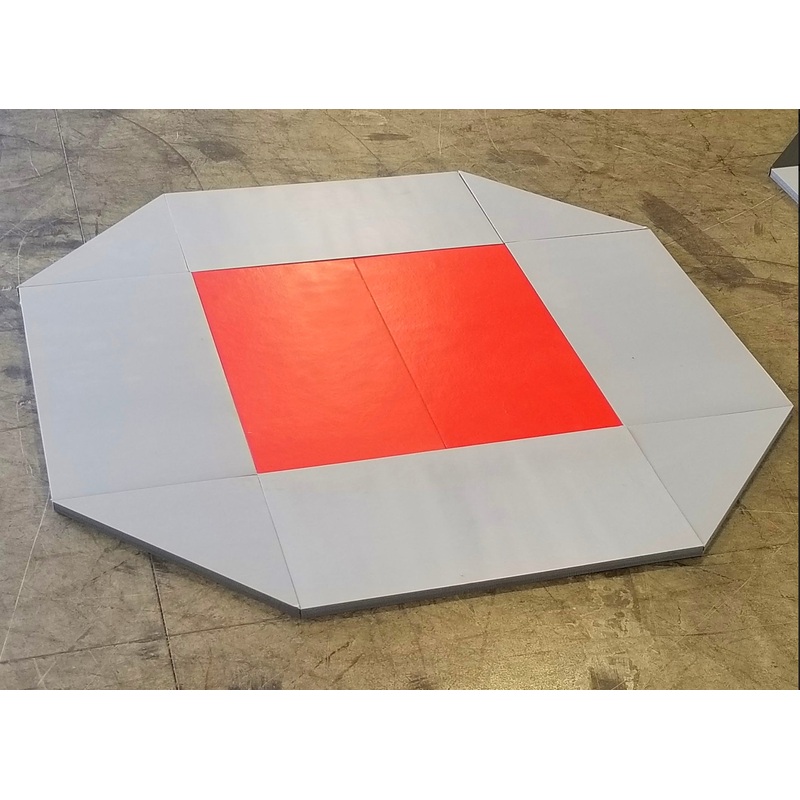 8′ x 8′ remnant octagon wrestling mat Gray and Red Vinyl