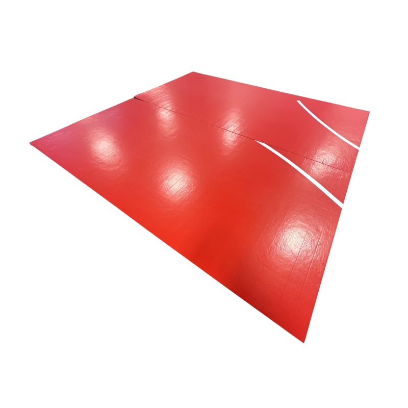 Clearance 12′ x 12′ x 1 3/8 Roll-Up Wrestling Mat – Red Mat with Line Segment