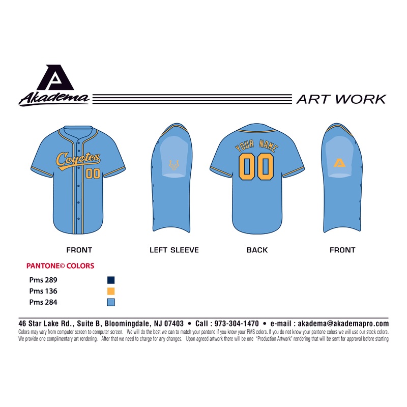 Coyotes full button Columbia Blue Jersey Tops