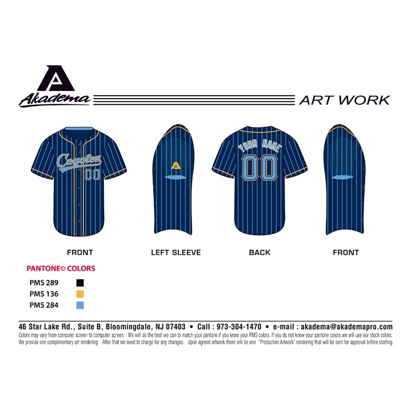 Coyotes full button pinstripe navy Jersey Tops
