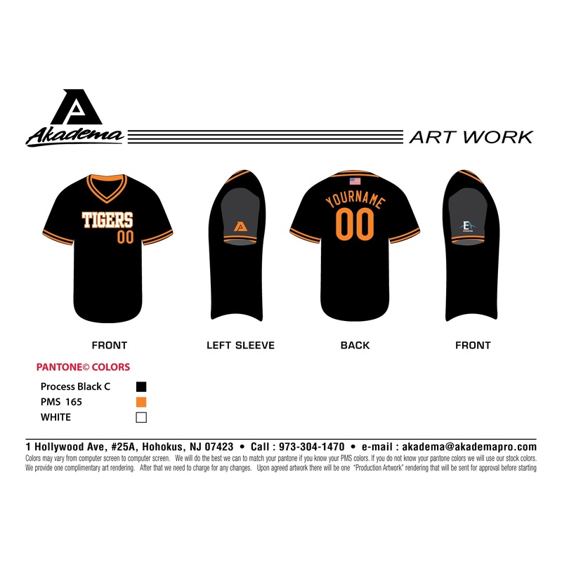 Poff Tigers Uniform Black Top|YS|YM|YL|YXL|AXS|AS|AM|AL|AXL|AXXL|AXXXL