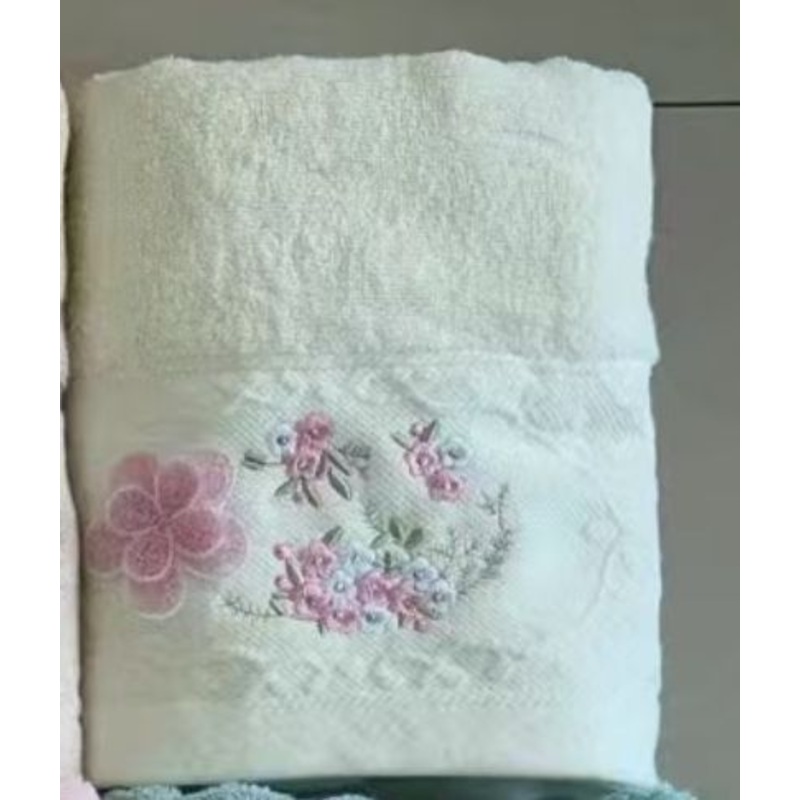 Elegant White Embroidered Towels  Set of 2 (Classy Floral Design)