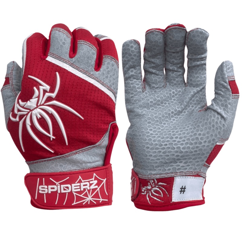 2022 Spiderz PRO Model Batting Gloves: Red/White