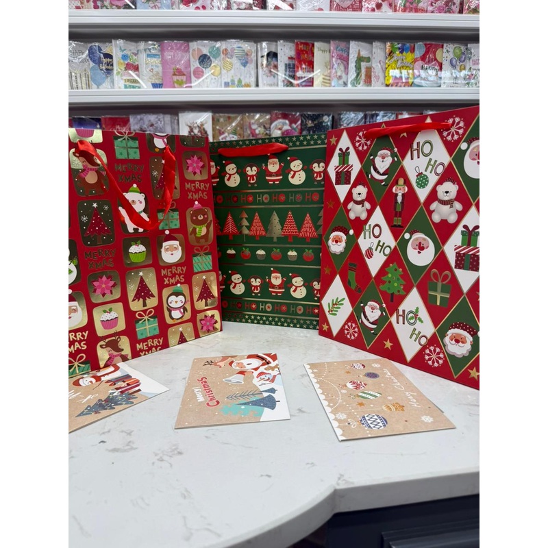 A4 Christmas themed gift bags available set of 3 with cards