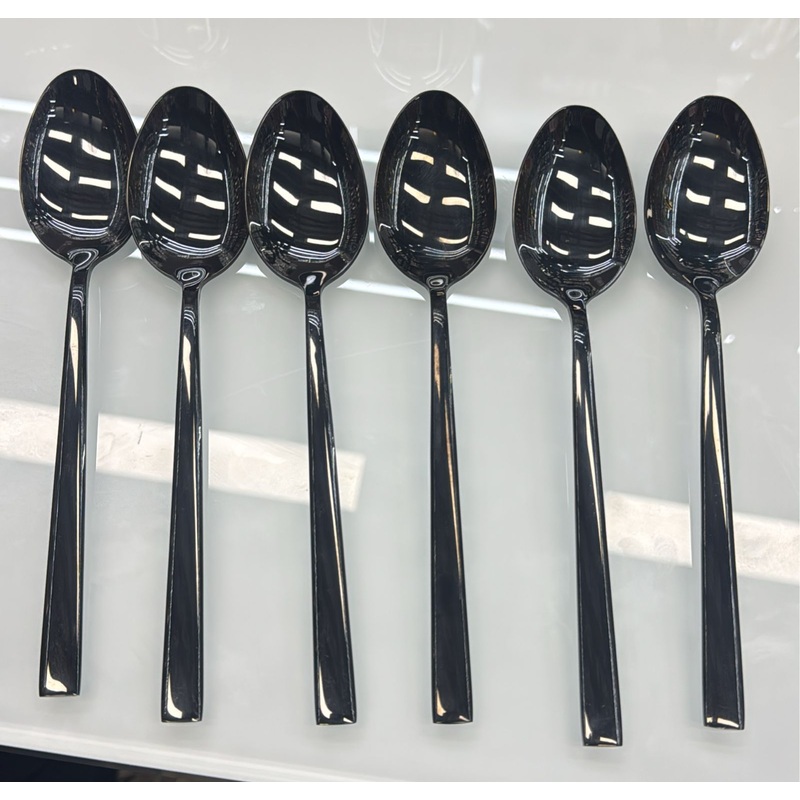 Black chrome super beautiful high quality 6pcs spoon set