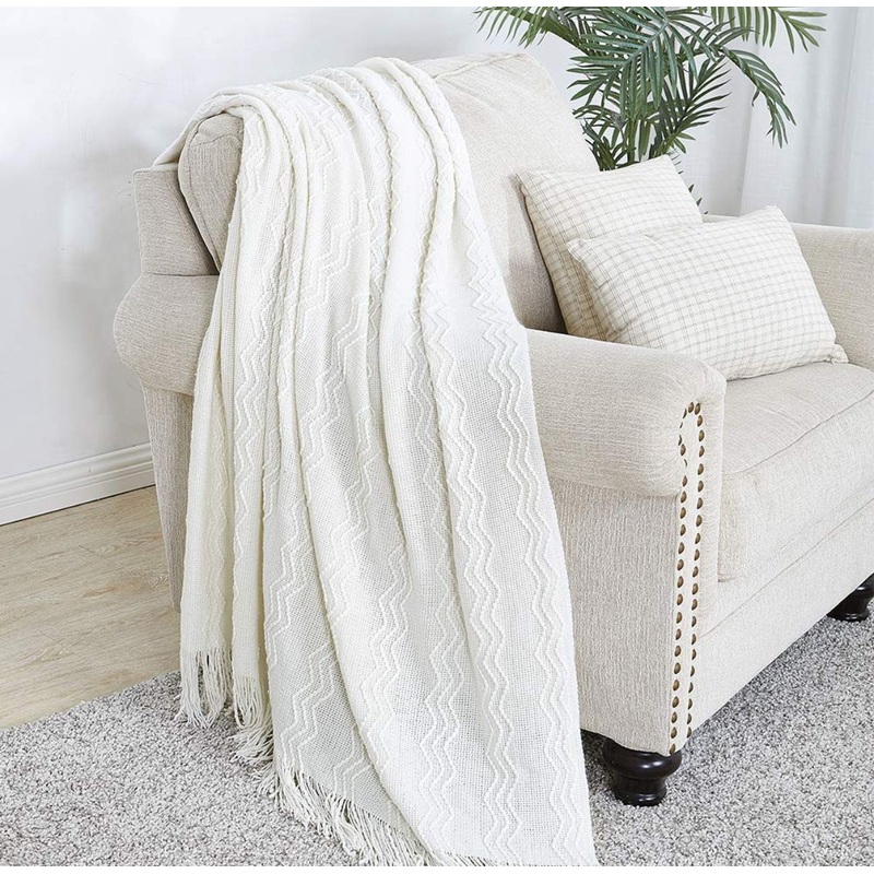 Hand knitted throw blanket