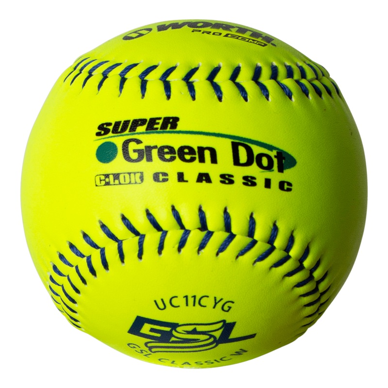 Worth 11 GSL Super Green Dot Classic W Composite Softballs (Dozen): UC11CYG