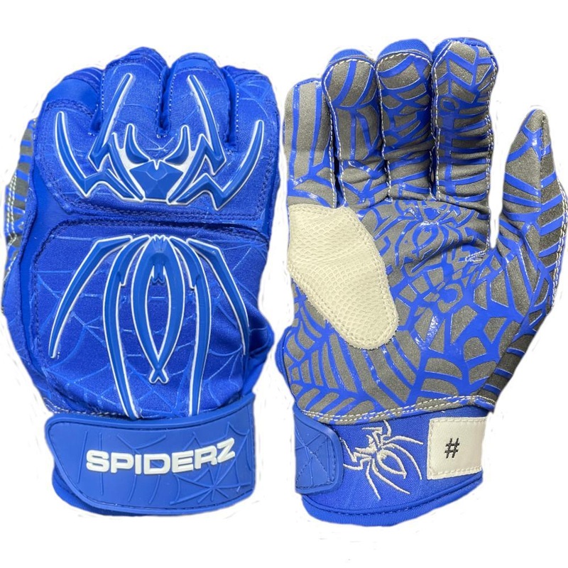 2022 Spiderz HYBRID Batting Gloves: Royal Blue/White