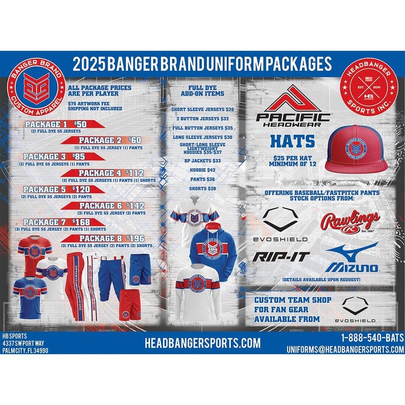 2025 Banger Brand Uniforms|Short Sleeve Full Sub Jersey|Racerback Full Sub Jersey|Long Sleeve Full Sub Jersey|2 Button Full Sub Jersey|Full Button Full Sub Jersey|Short Sleeve Quarter Zip|Long Sleeve Quarter Zip|Short Sleeve Lightweight Hoodie|Long Sleeve