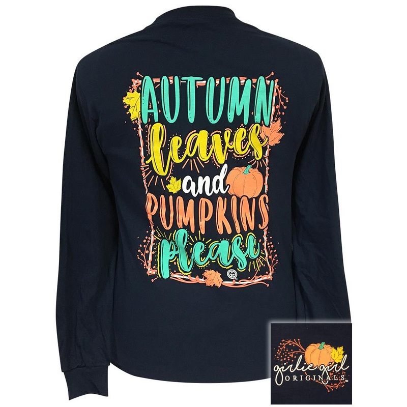 Autumn Leaves-Navy LS-1917|(LS) Navy Blue|YOUTH Small|YOUTH Medium|YOUTH Large|Adult Small|Adult Medium|Adult X Large|Adult XX Large