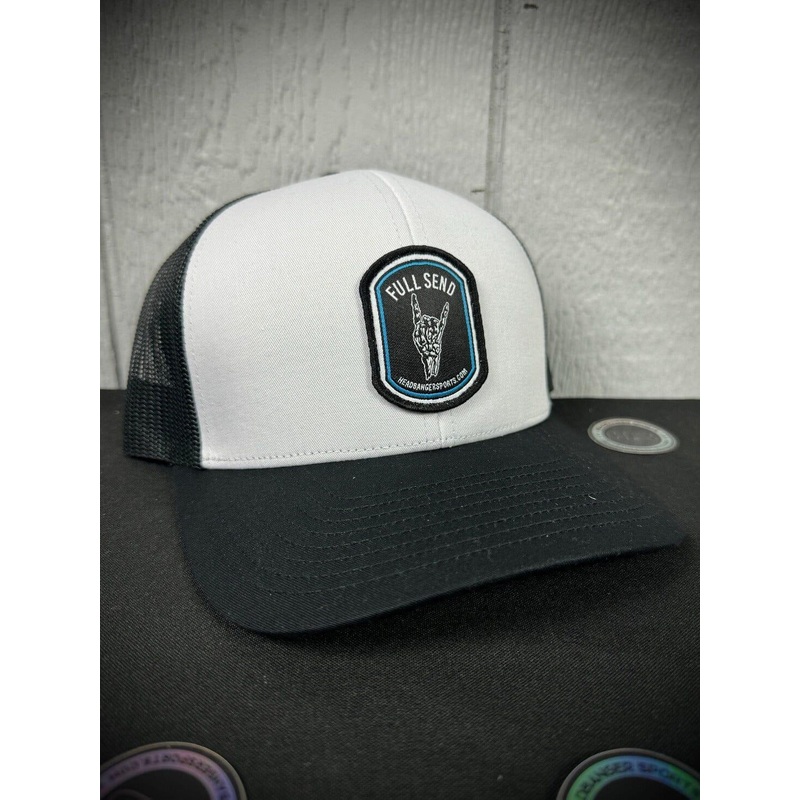 Headbanger Sports FULL SEND LIfestyle Snapback Hat: White / Black