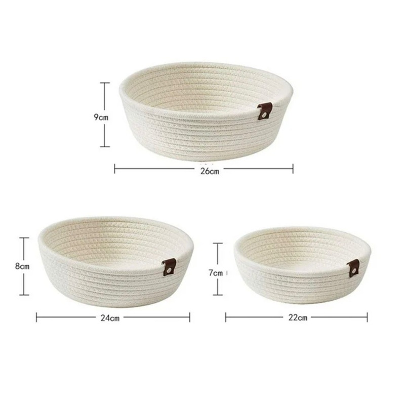 Bedroom/shelf storage woven basket 3 pcs