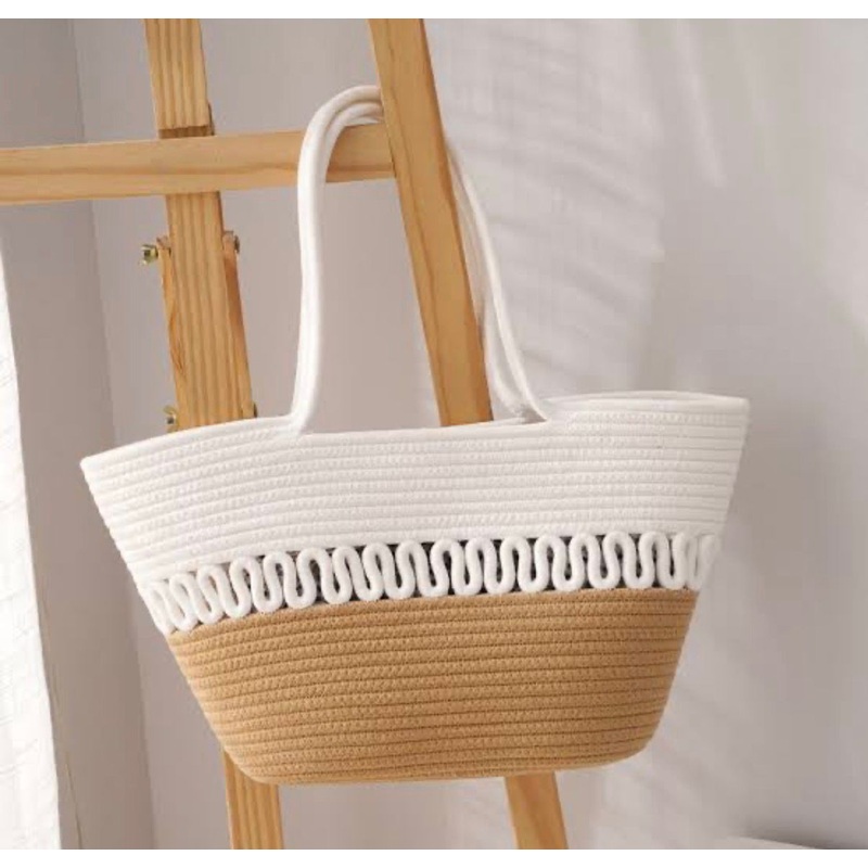 Cute shopper/summer bags|White|Beige