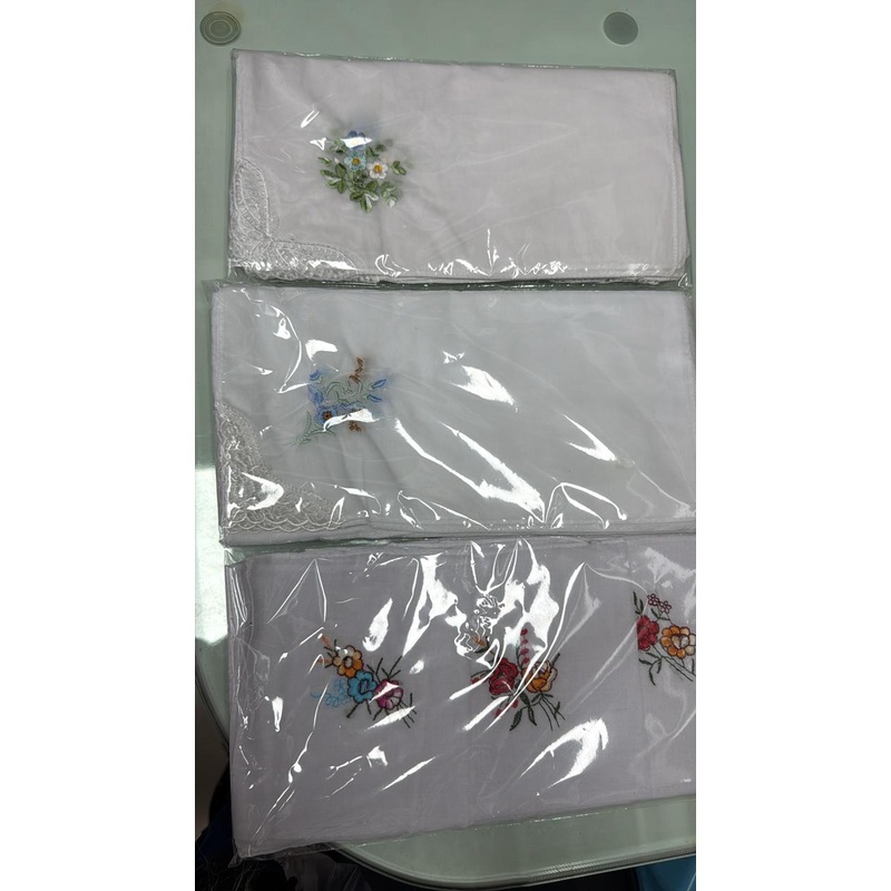 Premium handkerchief with embroidery  12 pcs