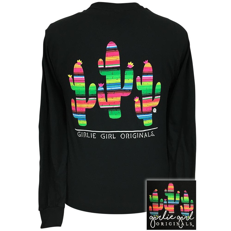 Serape Cactus Black LS|(LS) Black|Black|Adult Small|Adult Medium|Adult Large|Adult X Large|Adult XX Large|Adult XXX Large