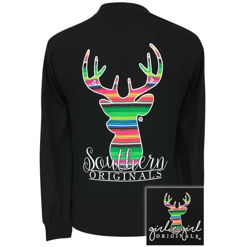 Serape Deer Black Long Sleeve|(LS) Black|YOUTH Small|YOUTH Medium|YOUTH Large|Adult Small|Adult Medium