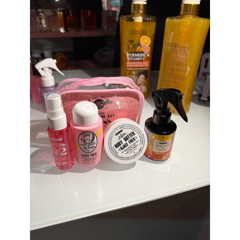 Travelers mini pack set of 4, body mist, body butter, lotion and hair mist