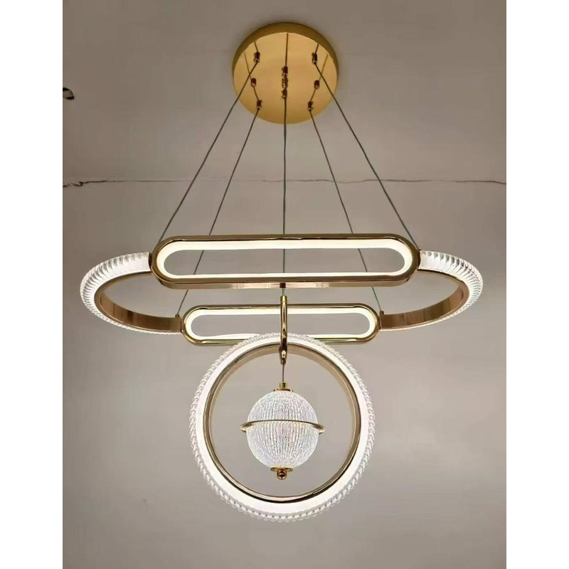 Modern Artistic Hanging Chandelier  Gold & Crystal LED Design