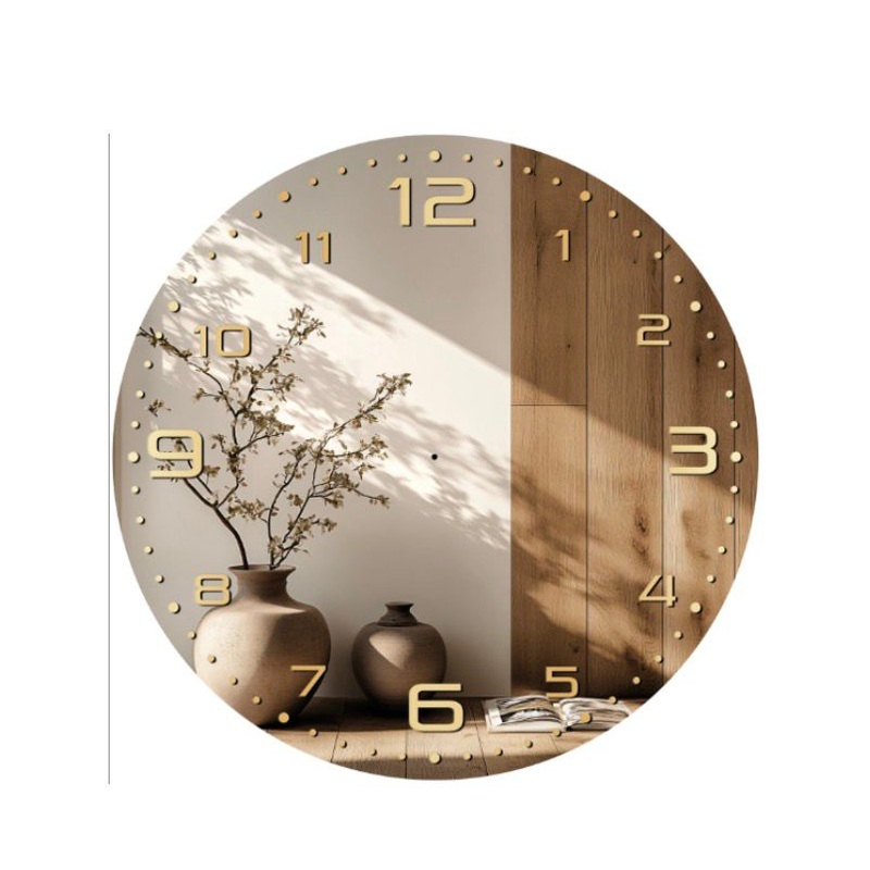 Modern Minimalist Wall Clock  Wooden & Ceramic Aesthetic