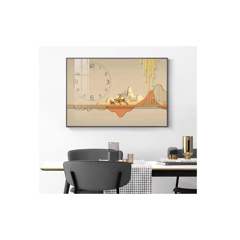 Modern Wall Art Clock  Luxury Deer & Mountain Design