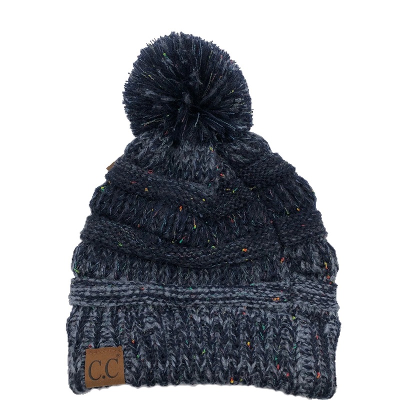 YJ-817 Ombre Speckled Pom Beanie – Navy