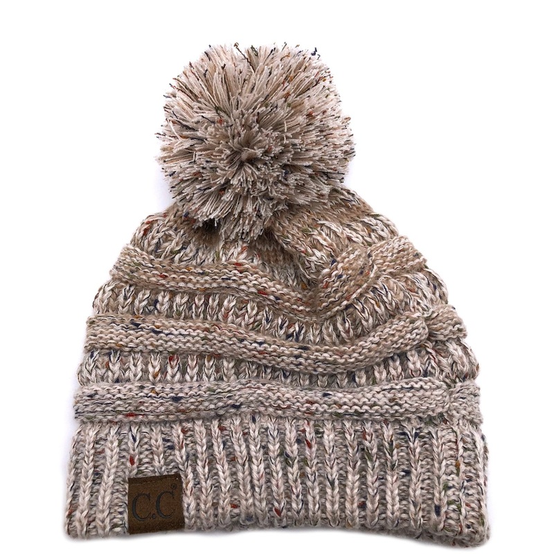 YJ-817 Ombre Speckled Pom Beanie – Oatmeal
