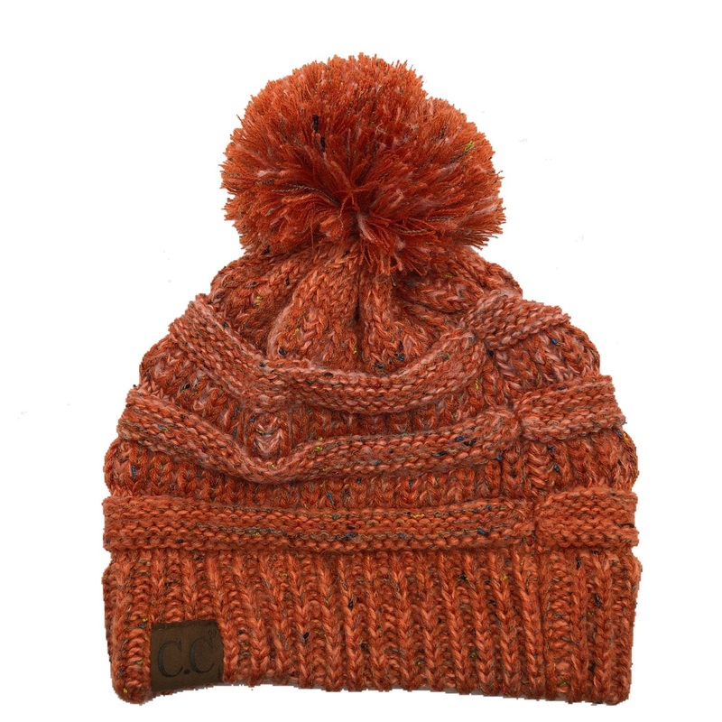YJ-817 Ombre Speckled Pom Beanie – Orange