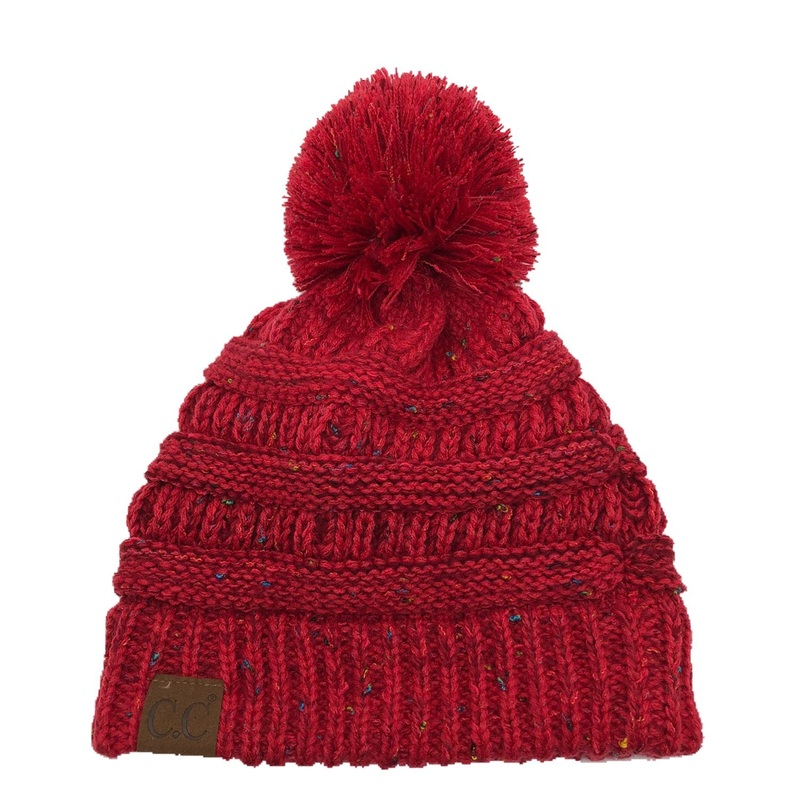 YJ-817 Ombre Speckled Pom Beanie – Red