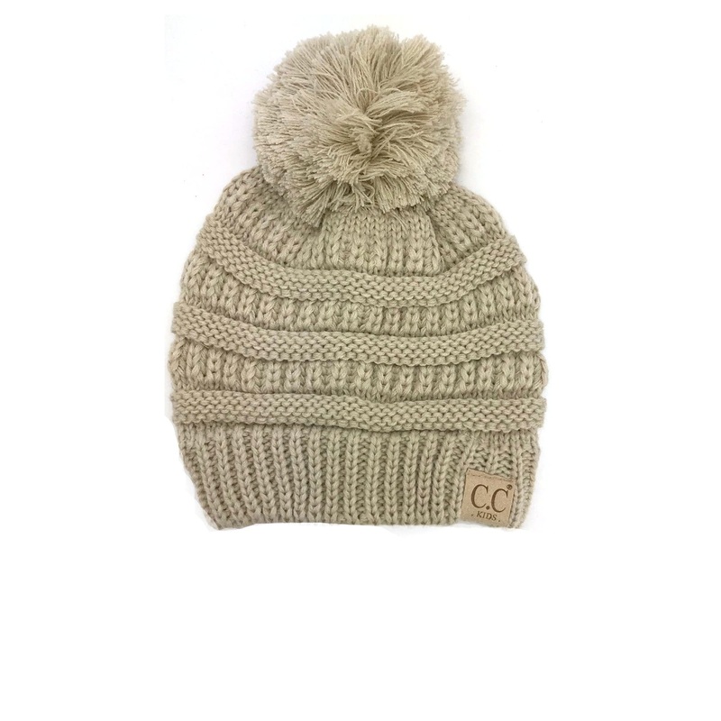 YJ-847 POM Beige Kid Beanie