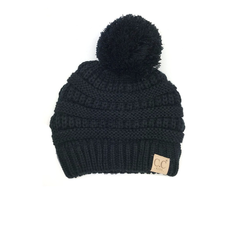 YJ-847 POM Black Kid Beanie
