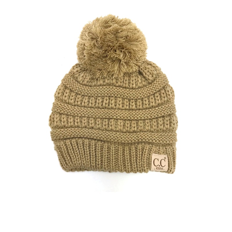 YJ-847 POM Camel Kid Beanie