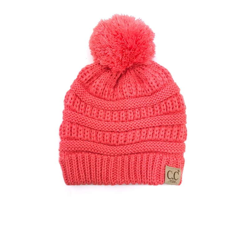 YJ-847 POM Coral Kid Beanie
