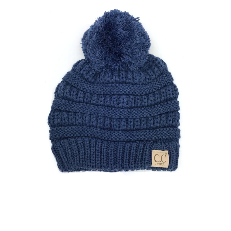YJ-847 POM Dark Denim Kid Beanie