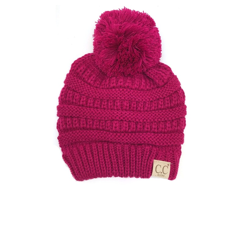 YJ-847 POM Hot Pink Kid Beanie