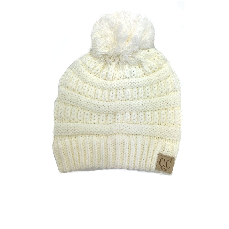YJ-847 POM Ivory Kid Beanie