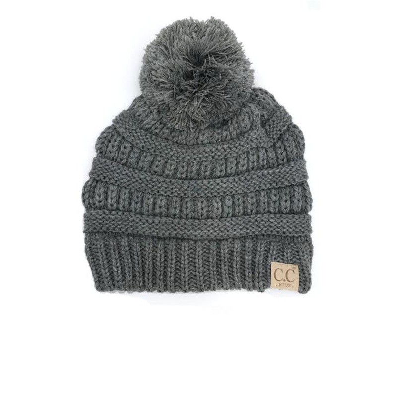 YJ-847 POM Light Melange Grey Kid Beanie