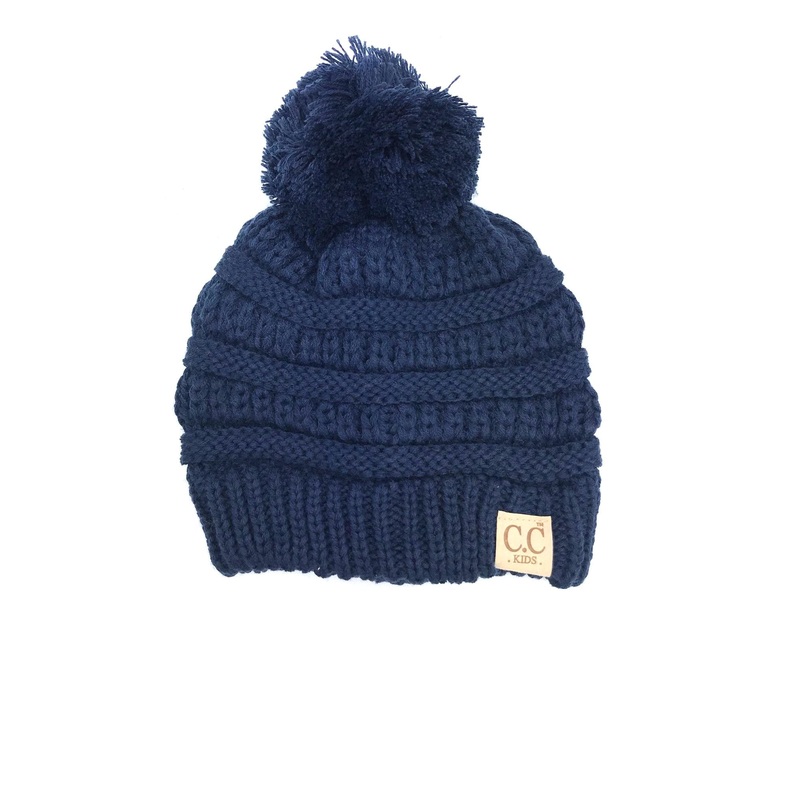 YJ-847 POM Navy Kid Beanie