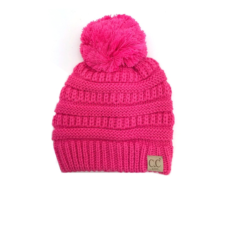 YJ-847 POM New Candy Pink Kid Beanie