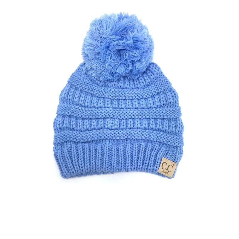 YJ-847 POM Pale Blue Kid Beanie