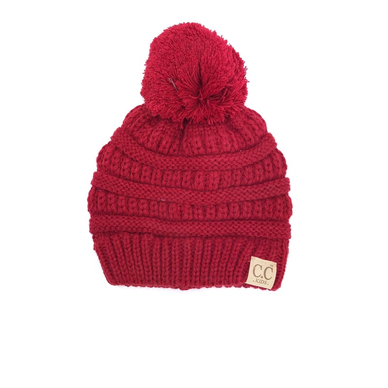 YJ-847 POM Red Kid Beanie