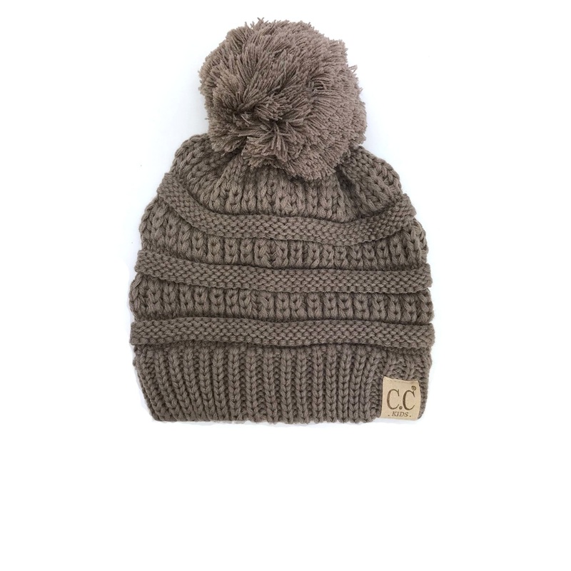 YJ-847 POM Taupe Kid Beanie