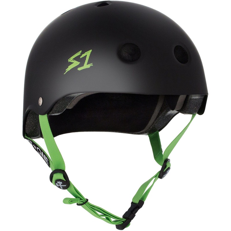 S1 Matte Black Lifer Helmet With Colored Straps