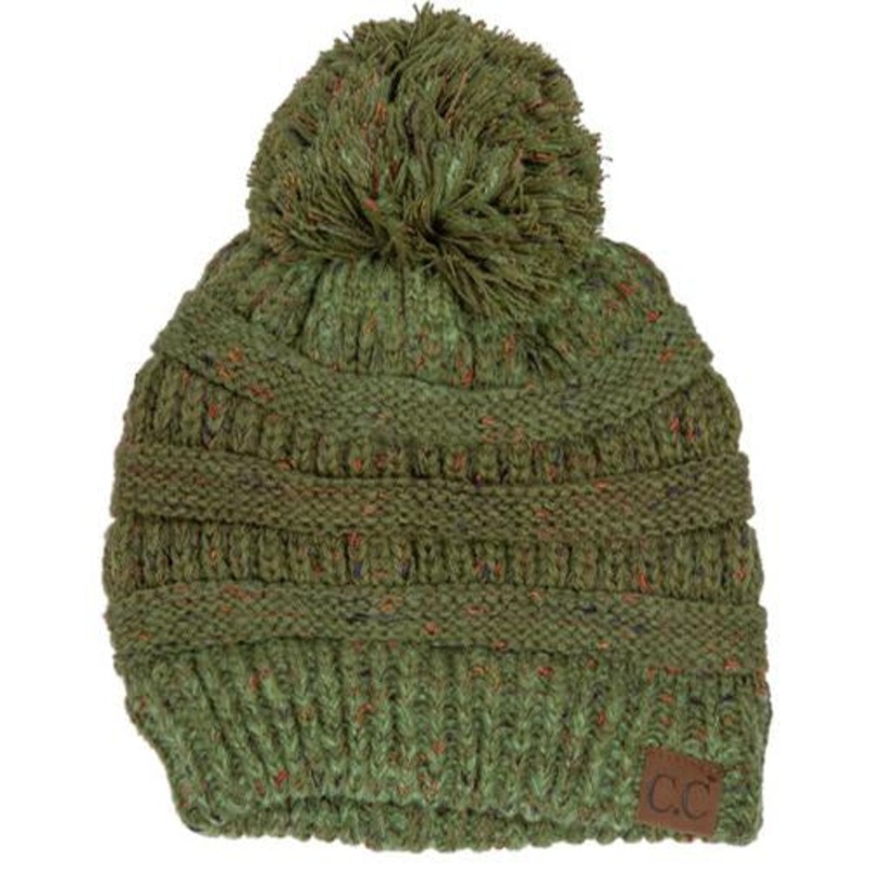 YJ-817 Ombre Speckled Pom Beanie – Olive
