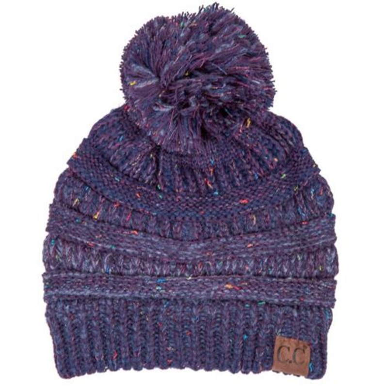 YJ-817 Ombre Speckled Pom Beanie – Purple