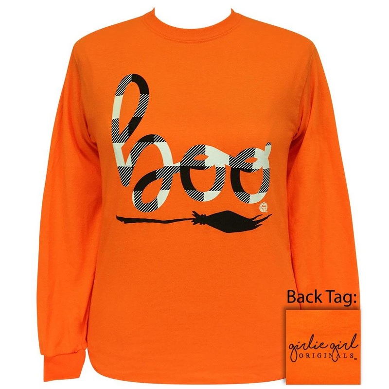 Plaid Boo Safety Orange LS|Safety Orange|Adult Small|Adult Medium|Adult Large|Adult X Large|Adult XX Large|Adult XXX Large